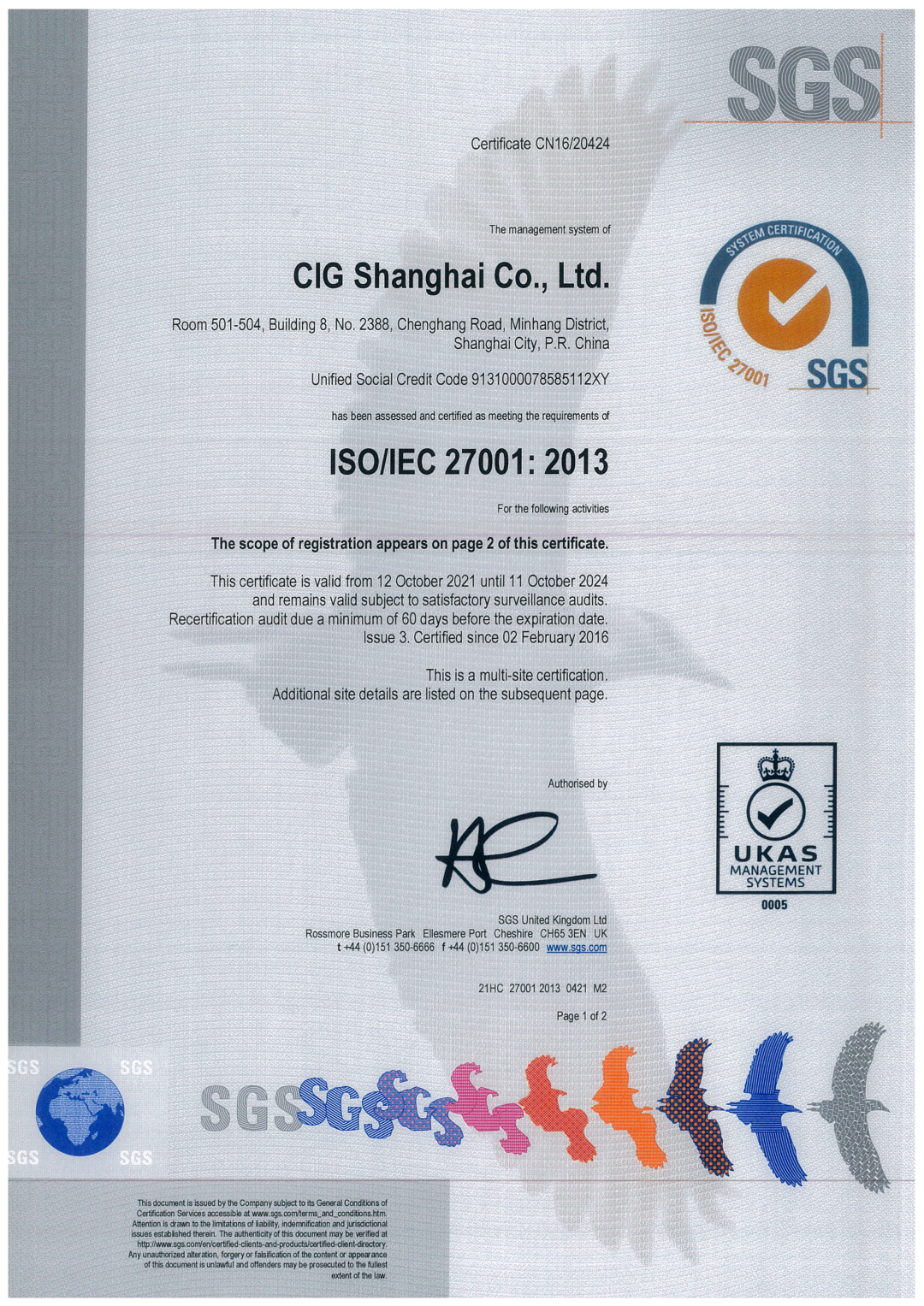 ISO27001 CERTIFICATE
